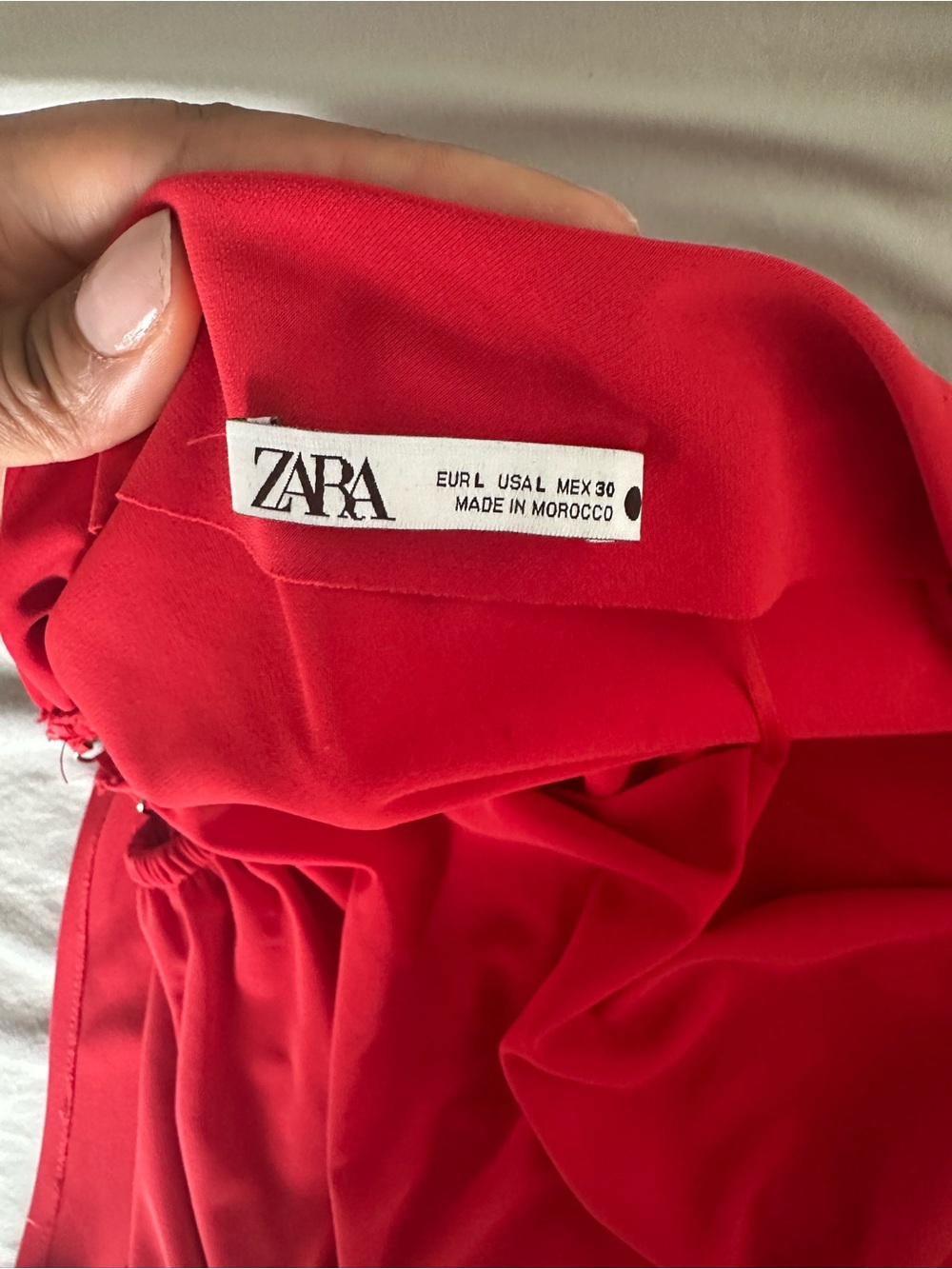 Zara Ruched Asymmetric One-Shoulder Red Ruched Crop Top - Picture 3 of 4